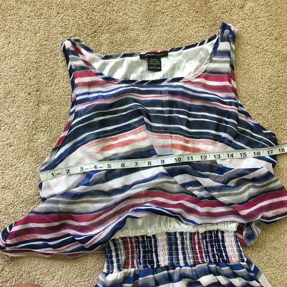 Robert Louis Maxi Dress Tiered Stripes Sleeveless Flowy Chiffon Size Large - Picture 6 of 7